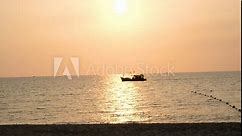 beautiful sunset on phu quoc island vietnam boat sails along the horizon, the line of the sun, the ocean