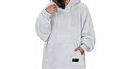 Tirrinia Loose Sized Hoodie Sweatshirt Dress Cozy Fleece Wearable Blankets, Pajama Hoodies Gift for Adults Junior Women and Men