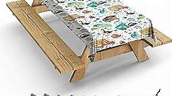 Jolly Camper Extra Thick Camping Tablecloth with Clips & Storage Bag, Picnic Tablecloth, Fits 4ft to 8ft Picnic Tables, Polyester, Washable & Reusable, Spill & Stain Resistant, Waterproof,Picnic Table