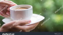 Woman Hand Holding Cup Coffee Gaerden Stock Photo 731898541 | Shutterstock