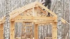 Build medieval outdoor workshop from huge hewn logs