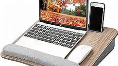 HUANUO Portable Lap Laptop Desk with Pillow Cushion, Fits up to 15.6 inch Laptop, with Anti-Slip Strip & Storage Function for Home Office Students Use as Computer Laptop Stand, Book Tablet