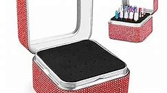 Nail Drill Bits Holder Rhinestone Case Box- Efile Nail Bits Displayer Organizer Container, 25 Holes Dustproof Portable Storage Box for Manicure Tools (Drill Bits Not Included)