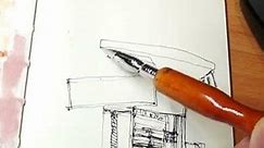 【 Line Art 】Dip pen Drawing House | Visual Art #shorts