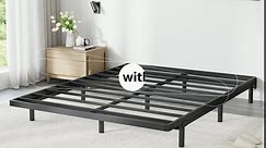 Woozuro 2 Inch King Bunkie-Board Only, Low Metal Box-Spring Frame with Steel Slats, Quick Lock Bed-Slat Replacement, Noise Free Mattress Surpoort Base, Upholstered Bed Frame Accessories, Black