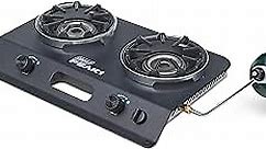 Coleman PEAK1 Portable 2-Burner Camping Stove, Matchless Lighting, Premium Cast Iron Grates, 20,000 BTUs Power, ideal for Camping, Tailgating, and Grilling