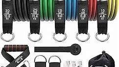 Resistance Bands Set - Workouts Bands for Men and Women, Exercise Bands with Handle, Door Anchor, Legs Ankle Straps, Elastic Bands for Physical Therapy, at Home Fitness, Strength Training Equipment