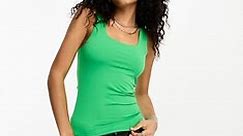 Only reversible seamless square neck singlet top in bright green | ASOS
