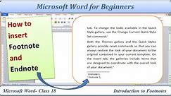 How to insert footnote and endnote in a document | Class 18