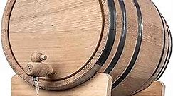 5 Gallon Oak Barrel (Distillery Series - Steel Hoops, Unvarnished) with Wood Stand, Bung and Spigot - Charred Oak Bourbon Whiskey Barrel For The Home Brewer, Distiller, Wine Maker, Cocktail Aging