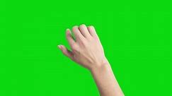 Touch Screen Finger Gestures Female White Hand isolated and Prekeyed with solid Green background for one click keying
