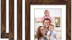 Giftgarden Brown 4x6 Picture Frame Set of 4, 5x7 Frame Matted to 4x6 Photo Rustic Walnut Frames with Mat for Wall or Tabletop Display