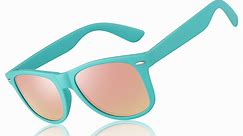 LINVO Classic Retro Polarized Matte Turquoise Sunglasses for Men Women Fishing Driving Hiking-Rose Gold