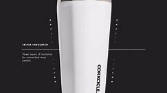 Corkcicle Classic Triple Insulated Coffee Mug with Lid, Gloss White, 16 oz – Stainless Steel Travel Tumbler Keeps Beverages Cold 9 hrs, Hot 3hrs – Cupholder Friendly Travel Coffee Tumbler