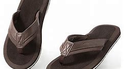 Harvest Land Comfortable Flip Flops for Men Arch Support Thong Sandals Non Slip Summer Beach Slippers Shoes Dark Brown Size 12 Males