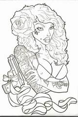 Coloring Pages Girl Gangster Choose Board Whore Skull sketch template
