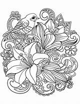 Coloring Pages Adults Flowers Floral Printable Bouquet Flower Skylark Books Bird Birds Creative Categories sketch template