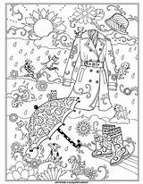 Coloring Pages Adult Cat Marjorie Sarnat Mandala Books Dogs Raining Cats Dog Fashions Fanciful Rated Printable Book Sheets Rain Template sketch template