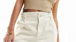 In The Style exclusive elasticated waist denim paperbag short in ecru | ASOS