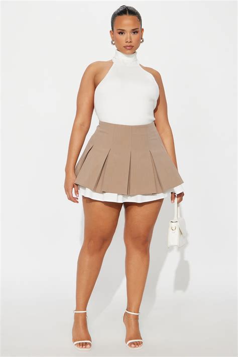 Marcella Pleated Skort - Mocha/combo | Fashion Nova