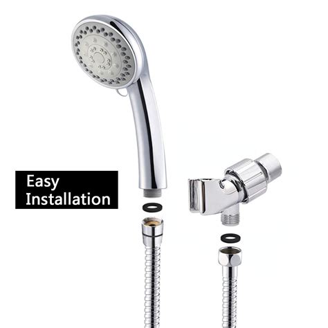 High Pressure Shower Head 5 Settings Handheld Showerheads With 60 inch Stainless Steel Hose Adjustab