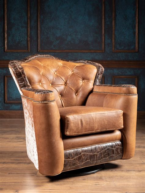 Western Leather Barrel Swivel Chair | Handcrafted in Texas – Runyon's ...