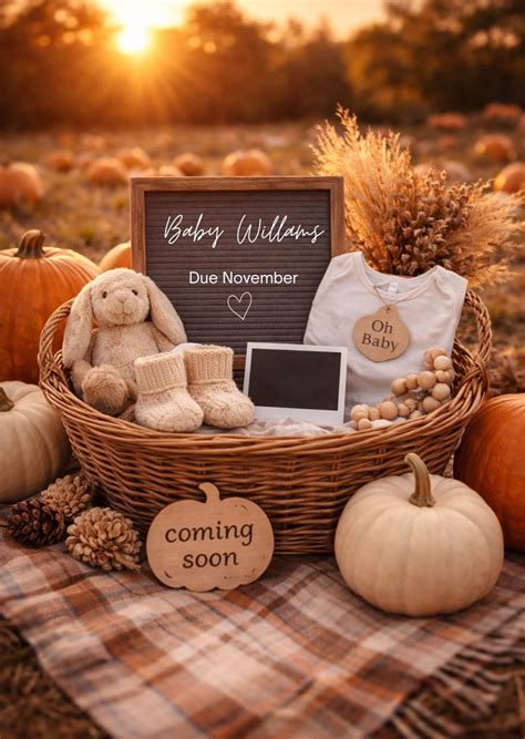 Editable Fall Pregnancy Announcement Template, Pumpkin Patch Photo ...