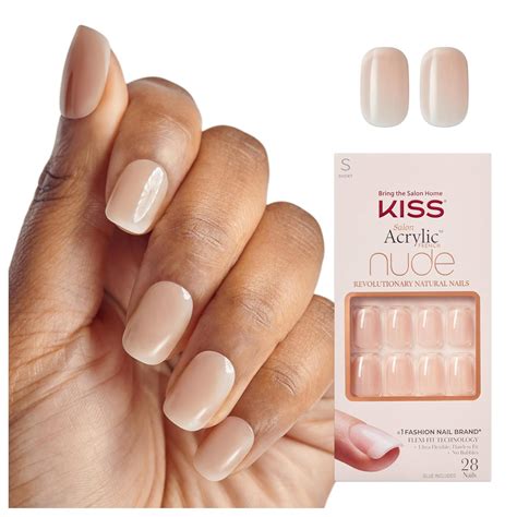Amazon.com: KISS Salon Acrylic French Tip Press On Nails, 'Chic Beats', Natural Nude, Short ...