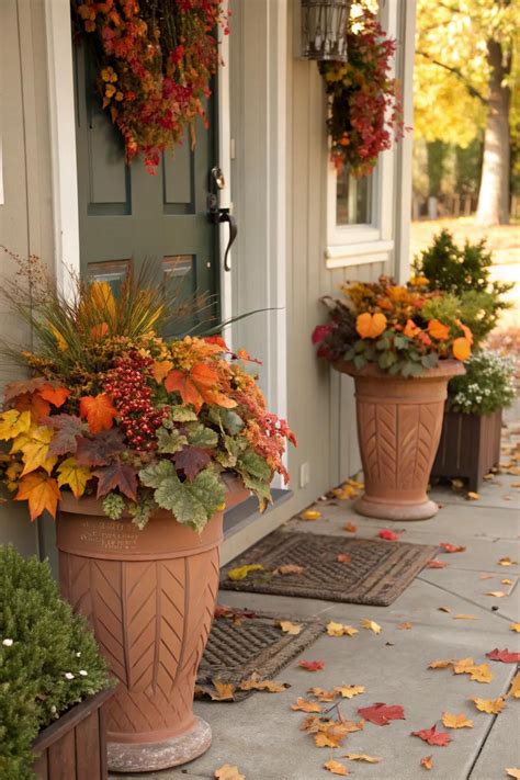 20+ Charming Front Door Fall Planter Ideas - Garden.eco