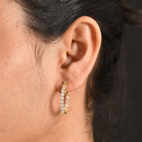 Buy EverTrue Lab Created White Sapphire 3.50 ctw Royal Elegance Hoop Earrings in 18K YG Plated ...
