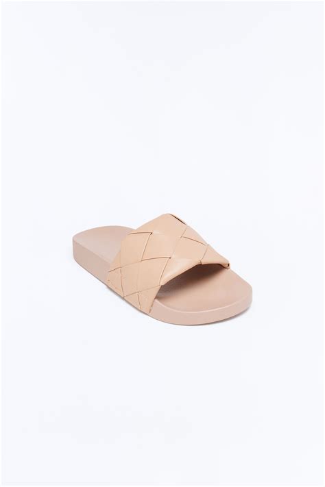 Caera Woven Strap Slides - Nude | Fashion Nova