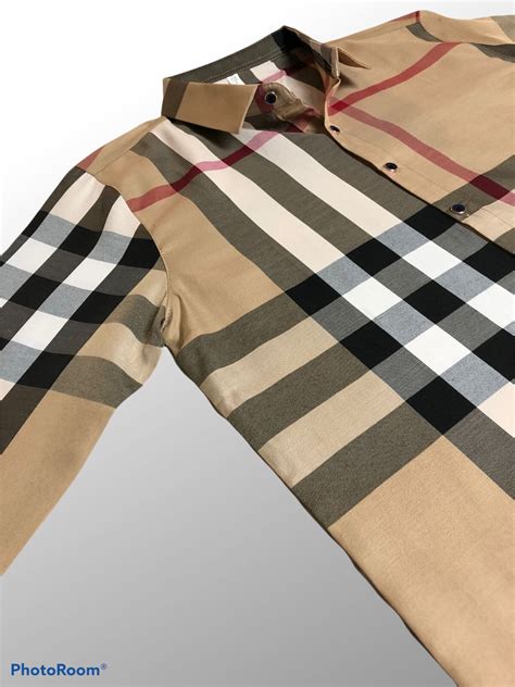 Men’s Plaid Button-Down Cotton Shirt Beige/Black/Gray, NWT