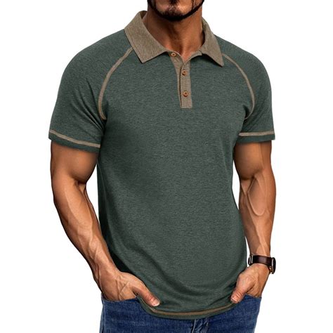 BTDECLAR Mens Short Sleeve Tops Classic 3-Button V Neck Vintage Golf ...