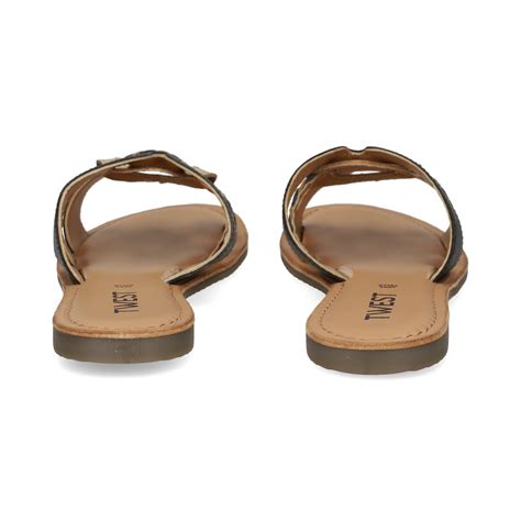 TWEST Women's Flat sandals A-3951 BLACK-PLAT-PL