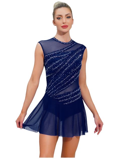 vastwit Figure Ice Skating Dress for Women Sleeveless Glittery Lyrical ...