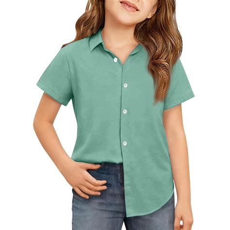 Abcomgle Girls Button Down Shirts Long Sleeve Collared Girls Dress ...