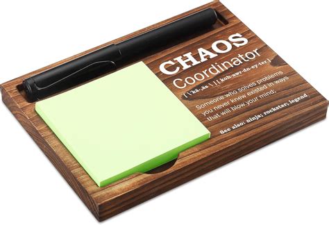 Chaos Coordinator Sticky Note Holder Wooden Notepad & Pen 6.5" x 4.7 ...