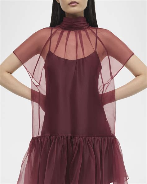 SIMKHAI Beaux Sheer Tiered Mini Dress | Neiman Marcus