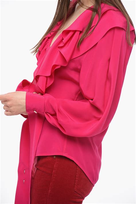 Victoria Beckham Silk Ruffled Collar Shirt women - Glamood Outlet