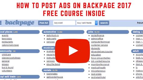 How To Post Ads On Backpage 2017- Backpage Free Ads - YouTube