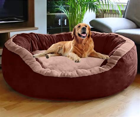 DRILLY Premium Fur 4XL Dog Bed for Extra Large Dogs Washable-Orthopedic ...