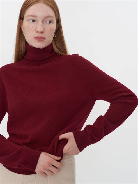 Red Cashmere Turtleneck Sweater for Women
