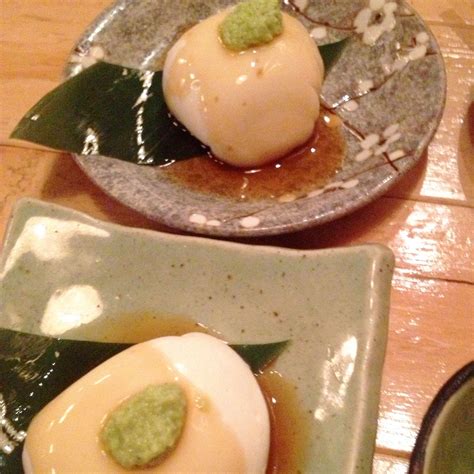 One of my favorite izakaya dishes, mochi tofu w wasabi. Tastes almost like yummy cheese.