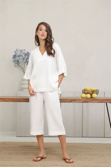 Milk White Capris Linen, Capris Pants, Capris for Women, Capris Women ...