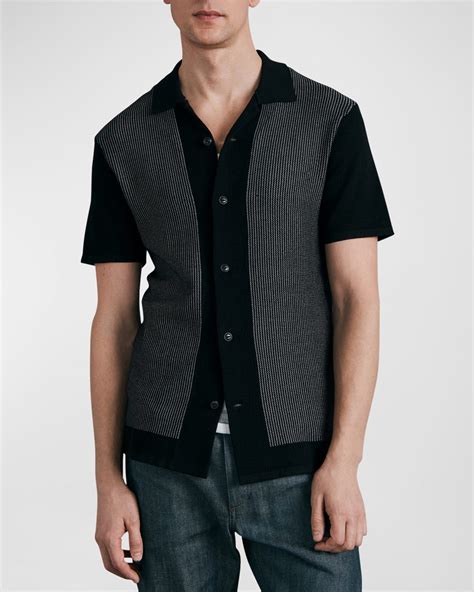 TEDDY VONRANSON Men's Open Knit Camp Shirt | Neiman Marcus