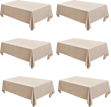 Amazon.com: Fitable Faux Linen Beige Tablecloths for Rectangle Tables ...