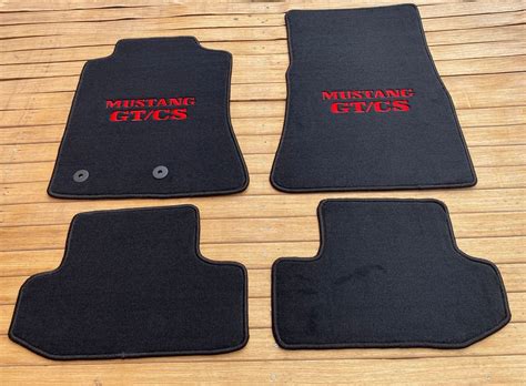 For Mustang GT/CS Floor Mats Carpet Black 2015-2023 Red Embroidery 4pcs ...