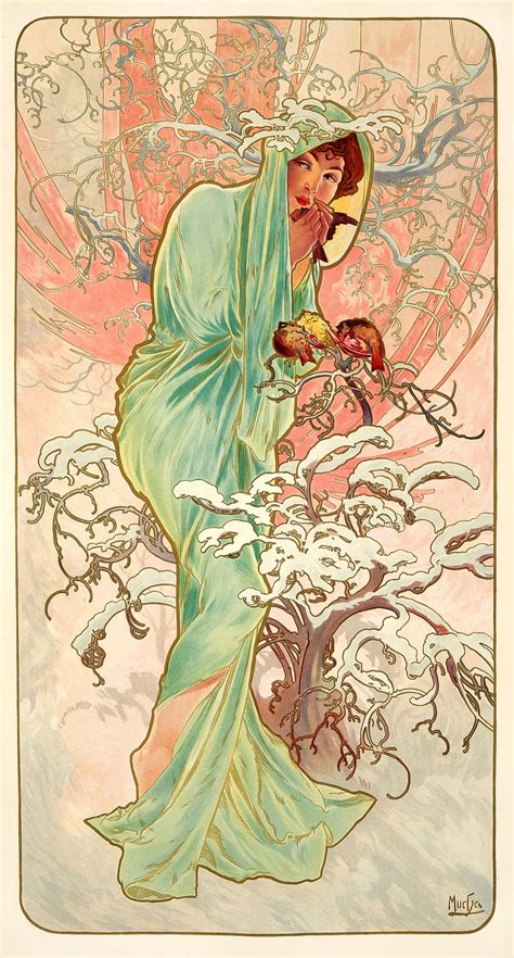 The Seasons - Winter - By Alfons Mucha 1896 | Mucha art, Alphonse mucha ...