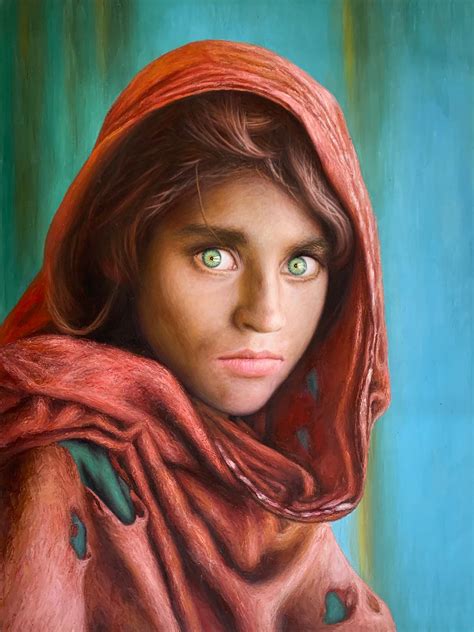 National Geographic's Green-eyed 'afghan Girl' Steve Mccurry, Oil Painting on Canvas, 100% Hand ...