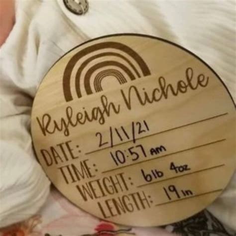 Rainbow Birth Announcement Sign Birth Stats Laser Engraved - Etsy